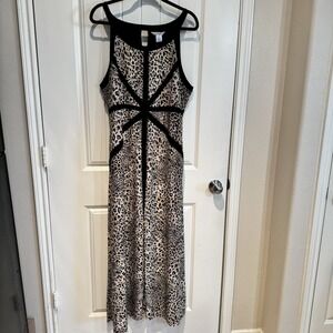 Christine Maxi Dress Size 2X Leopard Print Stretch Travel No Iron Knit Babydoll